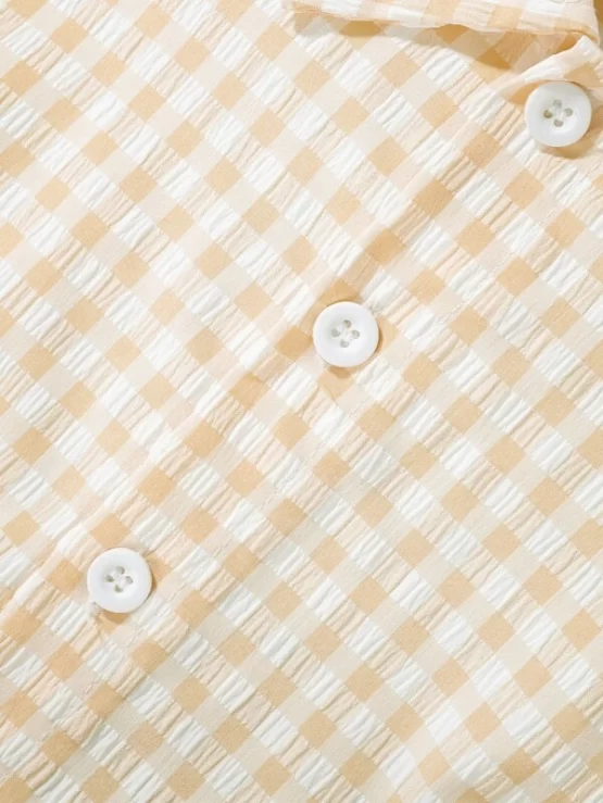 Baby Gingham Pocket Button Front Print Shirt & Shorts - Image 3
