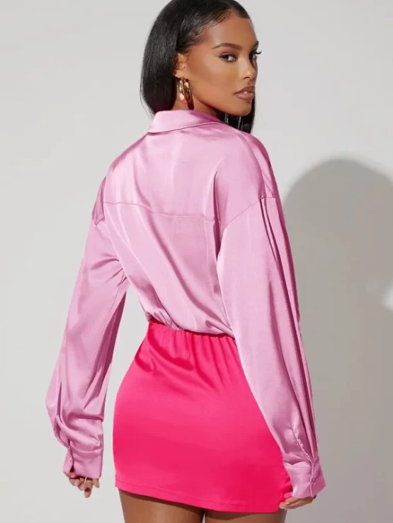 BAE Colorblock Drop Shoulder Lapel Neck Dress - Image 5
