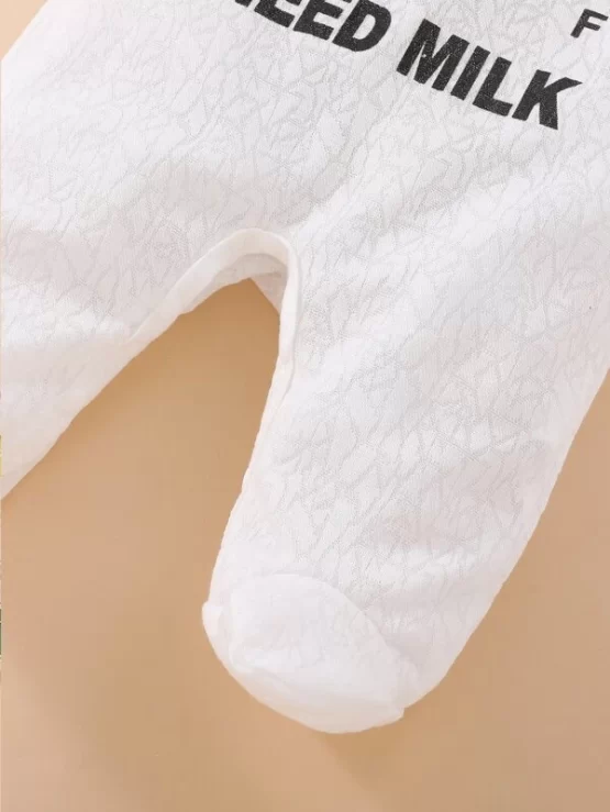Baby Slogan Footed Sleep Graphic Jumpsuit - Image 2
