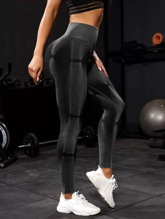 Seamless High Waist Wide Waistband Sports Leggings - Image 2
