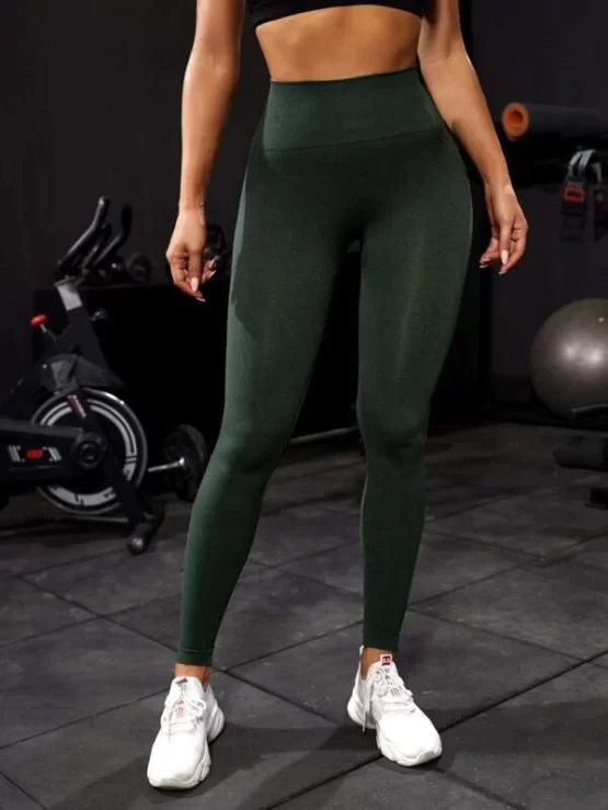 Seamless High Waist Wide Waistband Sports Leggings - Image 2
