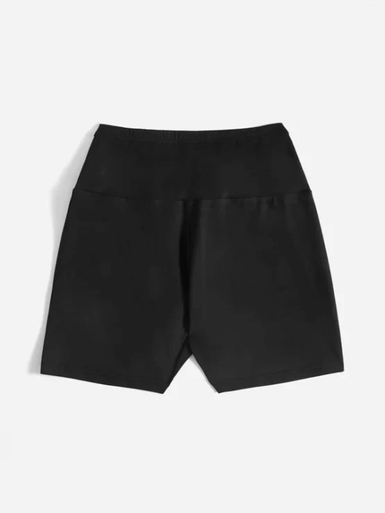 Drawstring Plain Casual Knot Front Biker Shorts - Image 3