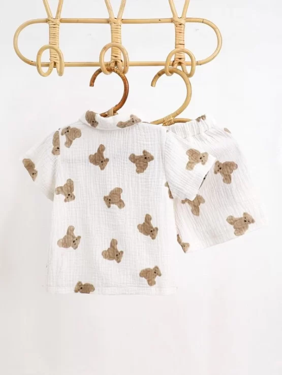 Baby Cartoon Button Front Graphic Shirt & Shorts - Image 3