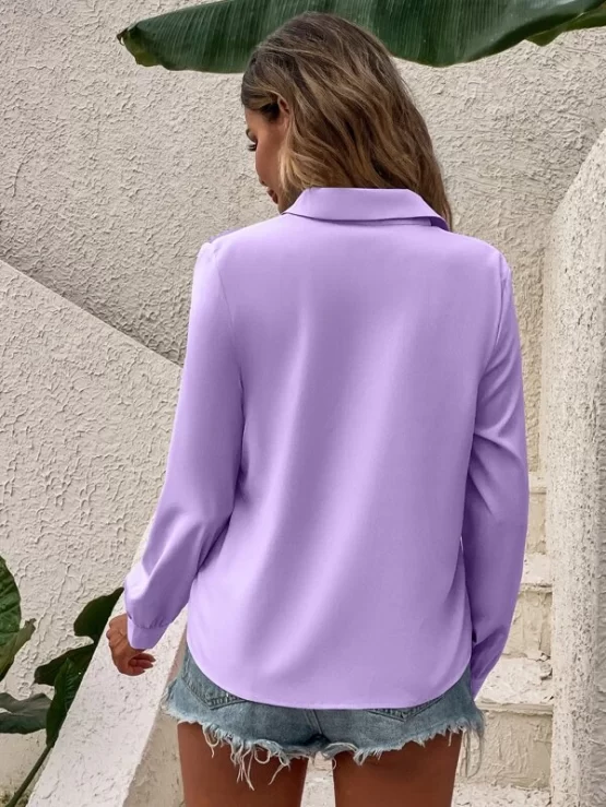 Figure Casual Collar Graphic Button Front Blouse - Image 2