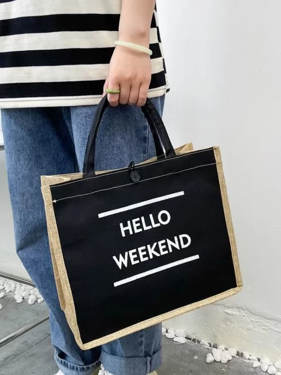 Letter Graphic Tote Shoulder Bag With Purse - Image 3