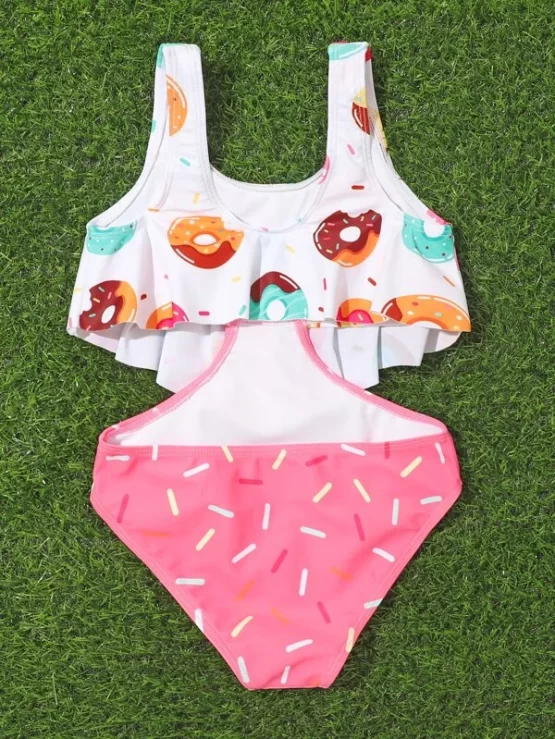 Baby Random Donut Print Cut Out One Piece Swimsuit - Image 2