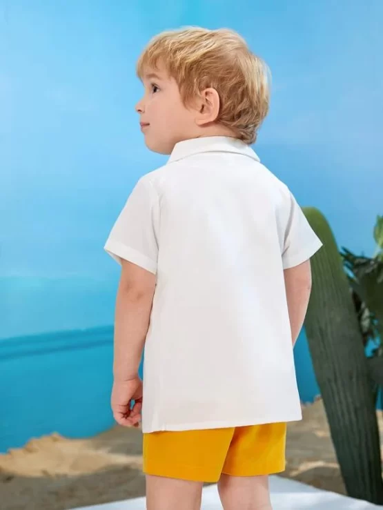 Toddler Boys Colorblock Button Front Shirt & Shorts Without Tee - Image 3