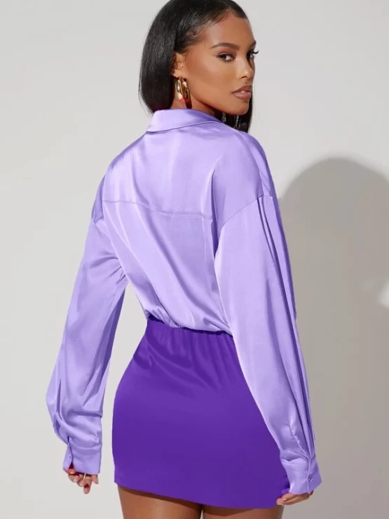 BAE Colorblock Drop Shoulder Lapel Neck Dress - Image 2