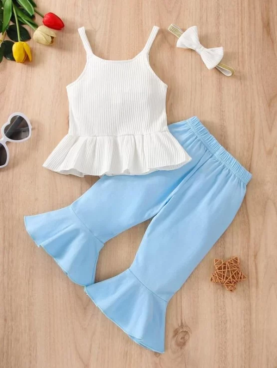 Baby Ruffle Hem Cami Top & Flared Leg Pants - Image 2