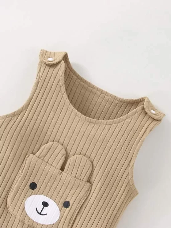 Baby Cartoon Graphic Pocket Patched Tank Graphic Jumpsuit - Image 2
