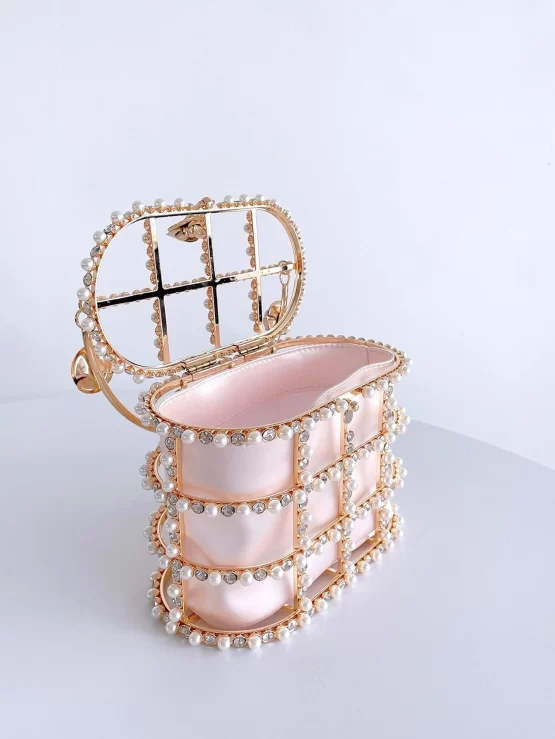 Mini Rhinestone & Faux Pearl Decor Bucket Bag - Image 6