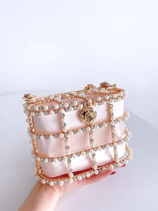 Mini Rhinestone & Faux Pearl Decor Bucket Bag - Image 7
