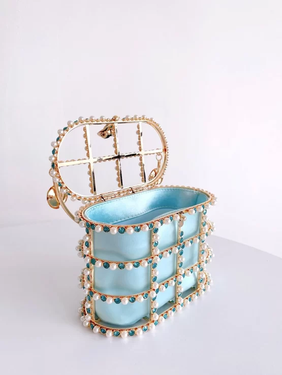 Mini Rhinestone & Faux Pearl Decor Bucket Bag - Image 2