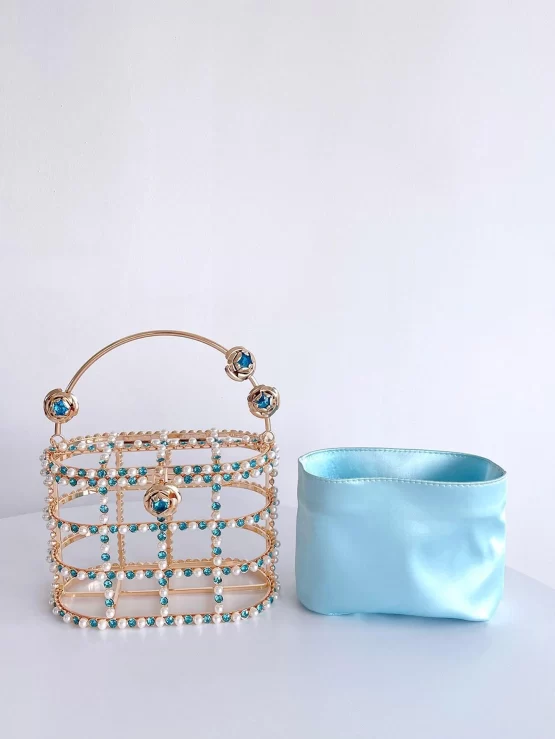 Mini Rhinestone & Faux Pearl Decor Bucket Bag - Image 3