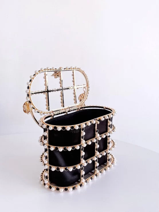 Mini Rhinestone & Faux Pearl Decor Bucket Bag - Image 4