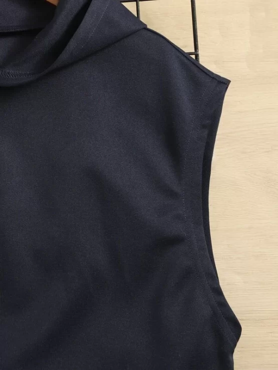 Boys Plain Casual Patched Detail Hooded Tank Top - Image 2