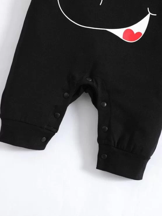 Baby Cartoon Button Graphic Tee Jumpsuit & Hat - Image 7