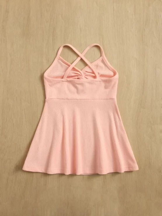 Baby Twist Criss Cross Rib-Knit Back Cami Dress - Image 2