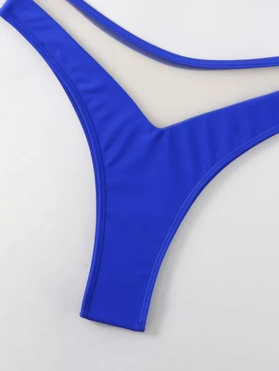O-ring Contrast Mesh Underwire High Cut Bikini Swimsuit - Image 3