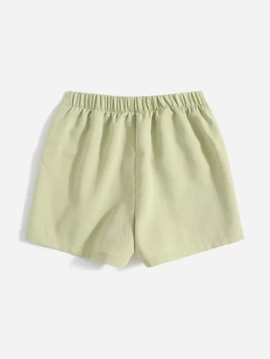 Girls Button Wide Leg High Waist Front Shorts - Image 3