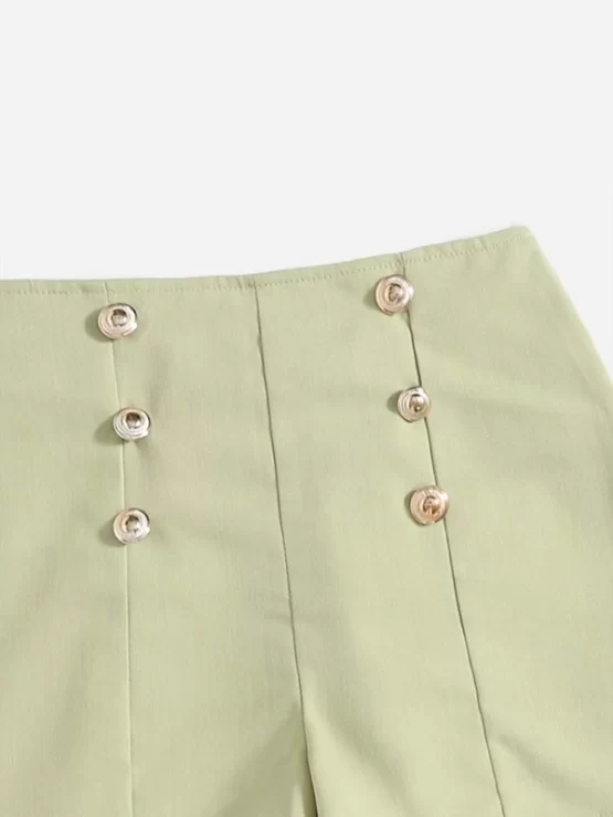 Girls Button Wide Leg High Waist Front Shorts - Image 2