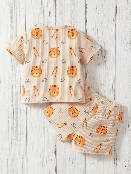 Baby Cartoon Graphic Rib-Knit Tee & Shorts - Image 3