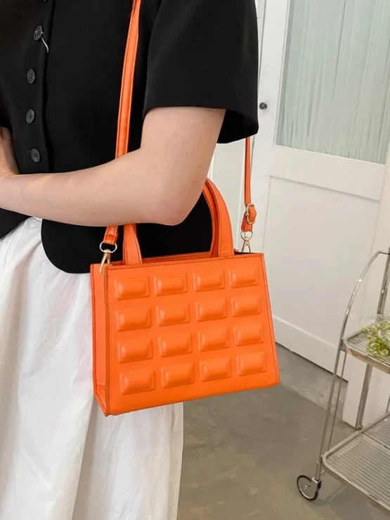 Plain Adjustable Double Handle Minimalist Square Bag - Image 2