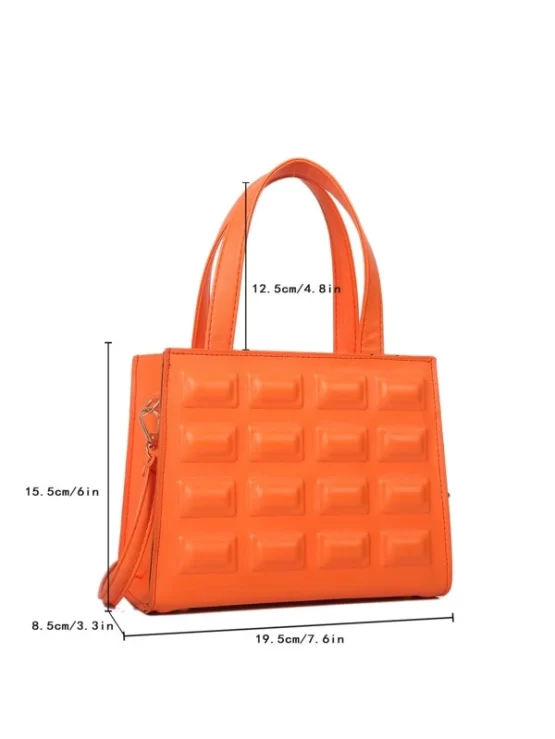 Plain Adjustable Double Handle Minimalist Square Bag - Image 3
