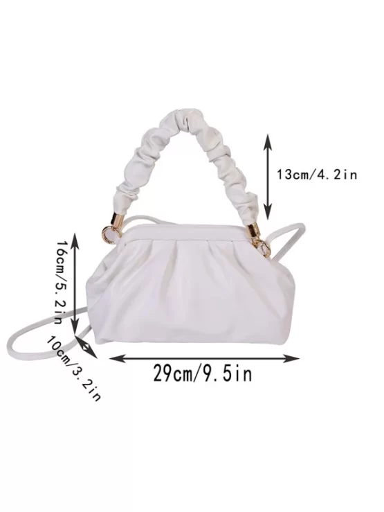 Fashionable Plain Top Handle Minimalist Ruched Bag - Image 3