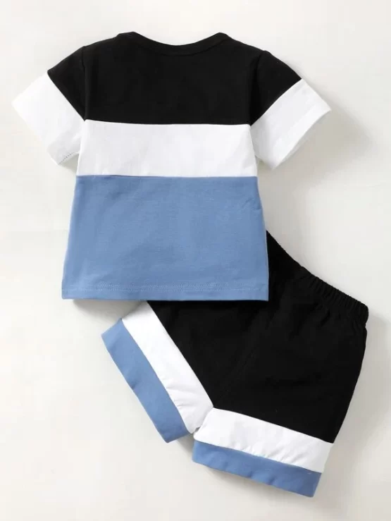Baby Letter Graphic Color Block Tee & Shorts - Image 2