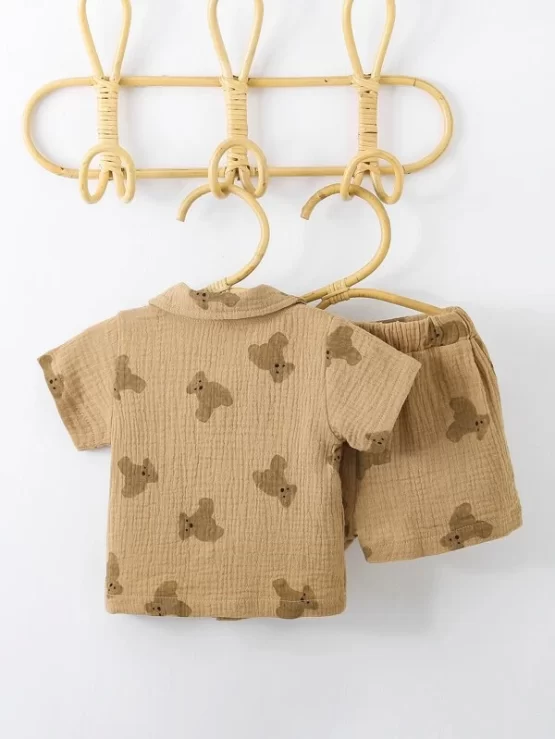 Baby Cartoon Button Front Graphic Shirt & Shorts - Image 5