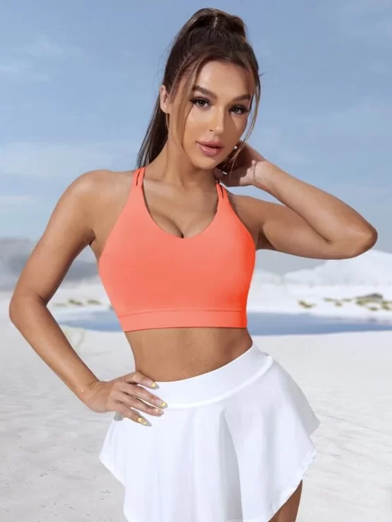 High Support Strappy Criss Cross Back Sports Bra - Image 4