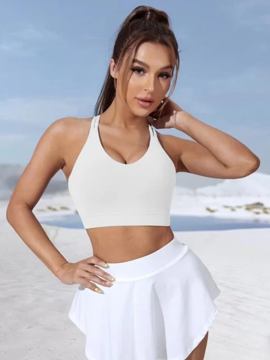 High Support Strappy Criss Cross Back Sports Bra - Image 2