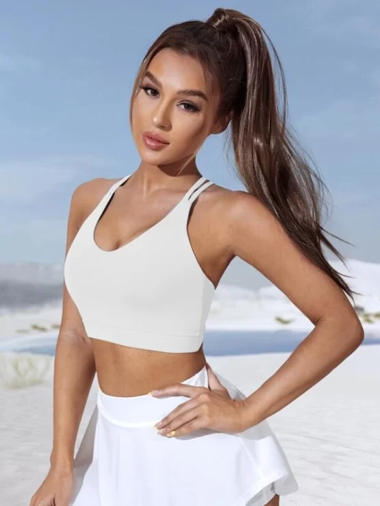 High Support Strappy Criss Cross Back Sports Bra - Image 3