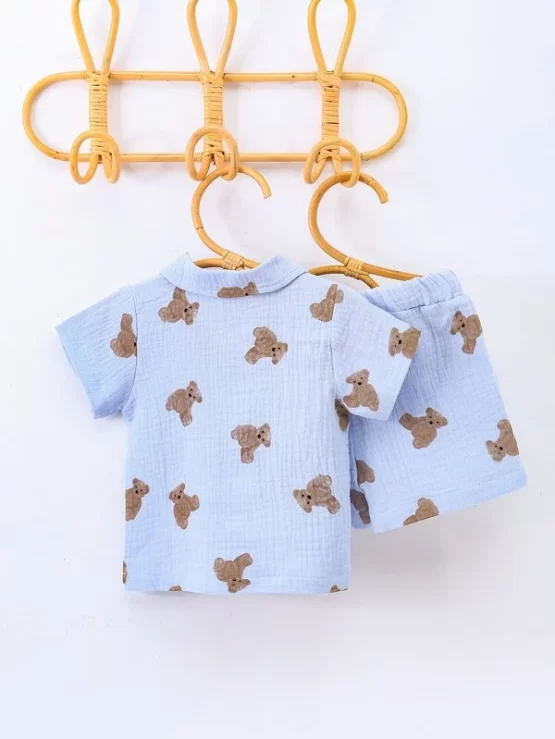 Baby Cartoon Button Front Graphic Shirt & Shorts - Image 7