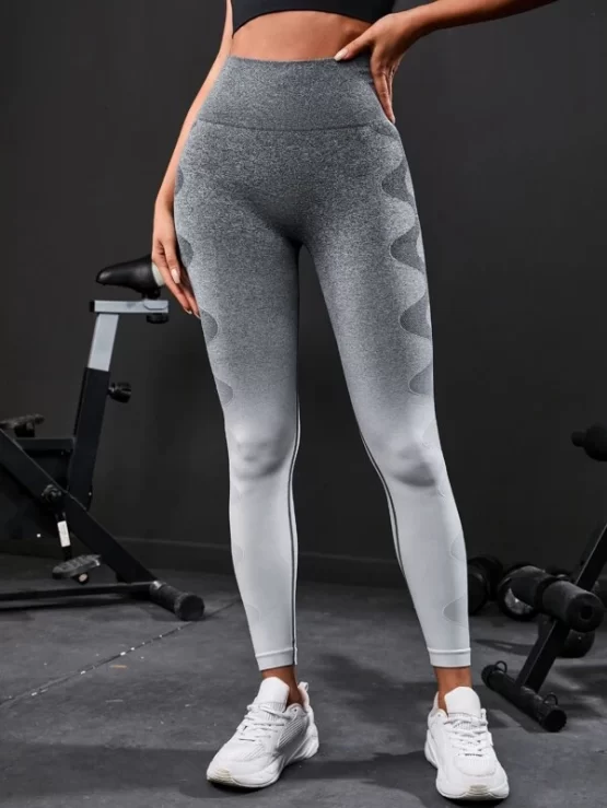 Ombre Graphic Wide Waistband Sports Leggings - Image 3