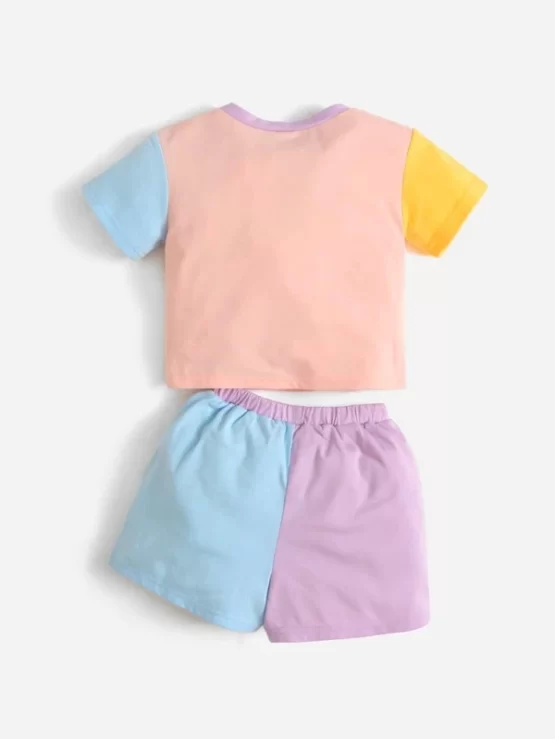 Baby Casual Multicolor Color Block Tee & Shorts - Image 3