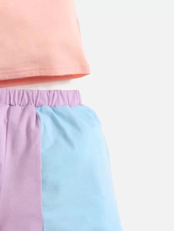 Baby Casual Multicolor Color Block Tee & Shorts - Image 2