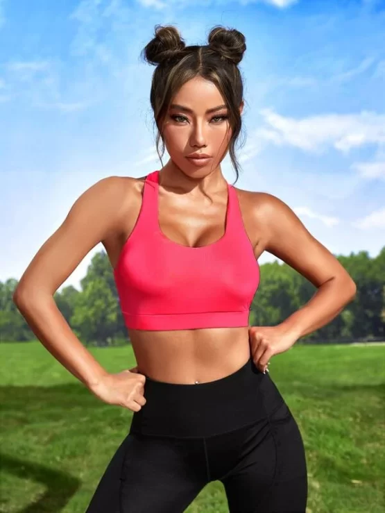 High Support Criss Cross Backless Sports Bra - Image 2