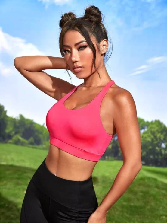 High Support Criss Cross Backless Sports Bra - Image 3