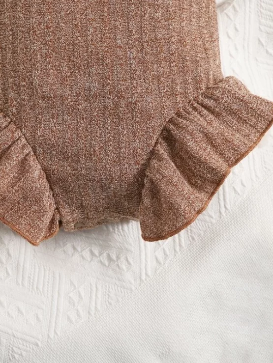 Baby Plain Cute Cami Ruffle Hem Bodysuit - Image 3