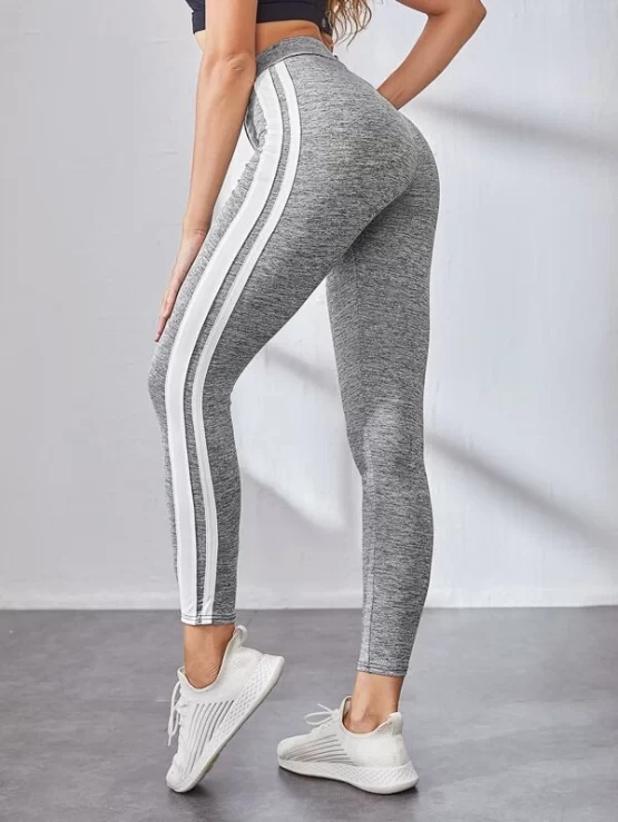 Striped Casual Tape Side Cropped Leggings