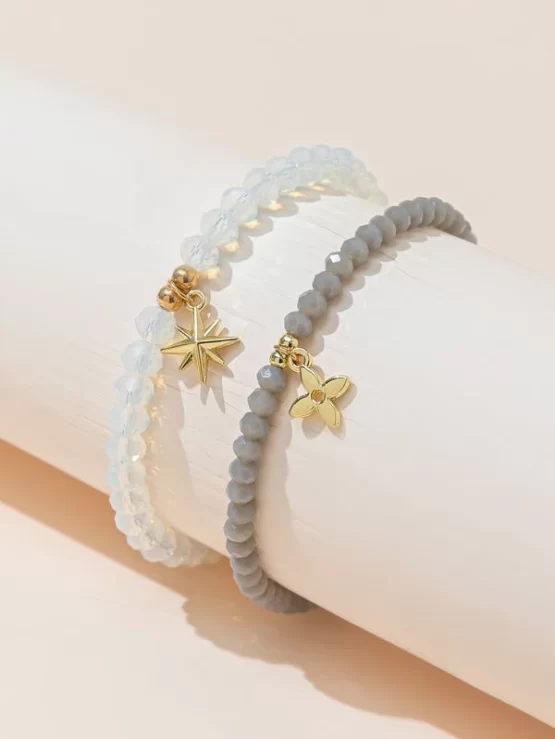 Two Pieces Fashionable Crystal Beaded Bracelet