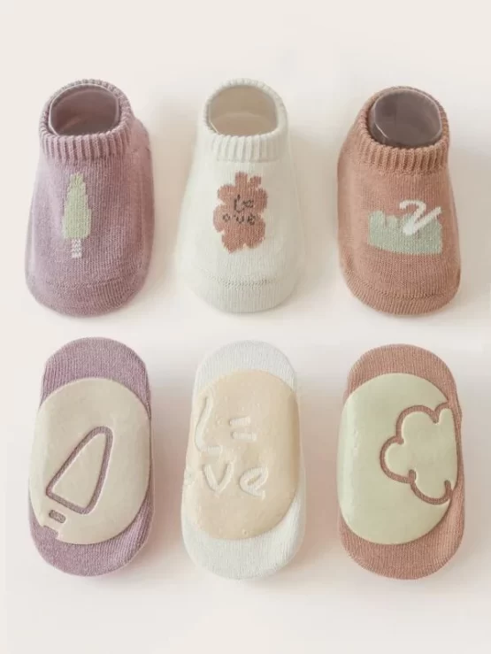 Three Pairs Kids Tree Print Ankle Cartoon Socks