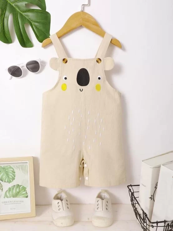 Baby Cartoon Graphic 3D Ear Design Overalls Romper