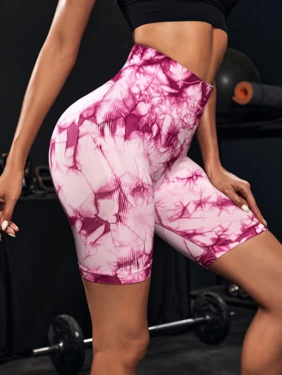 Seamless Skinny High Waist Tie Dye Sports Shorts