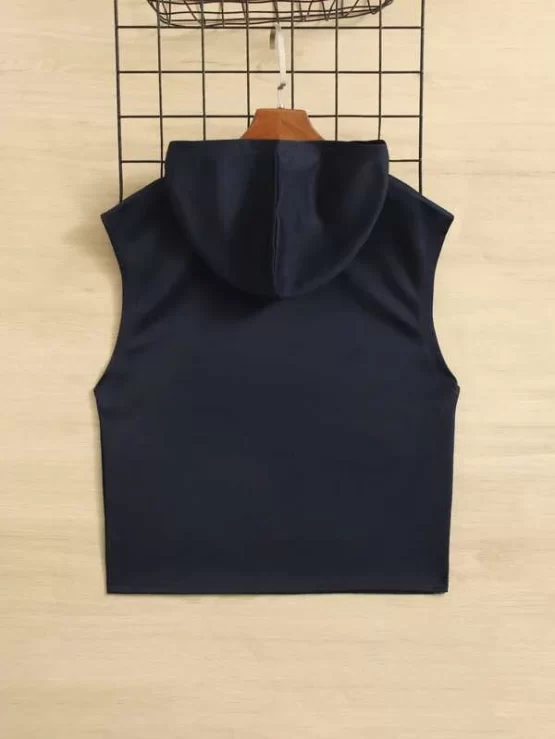 Boys Plain Casual Patched Detail Hooded Tank Top