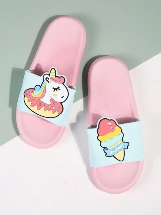 Toddler Girls One Pair Cartoon Graphic Sliders
