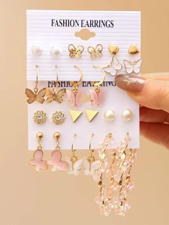 24 Pieces Butterfly Rhinestone Shaped Flower Earrings