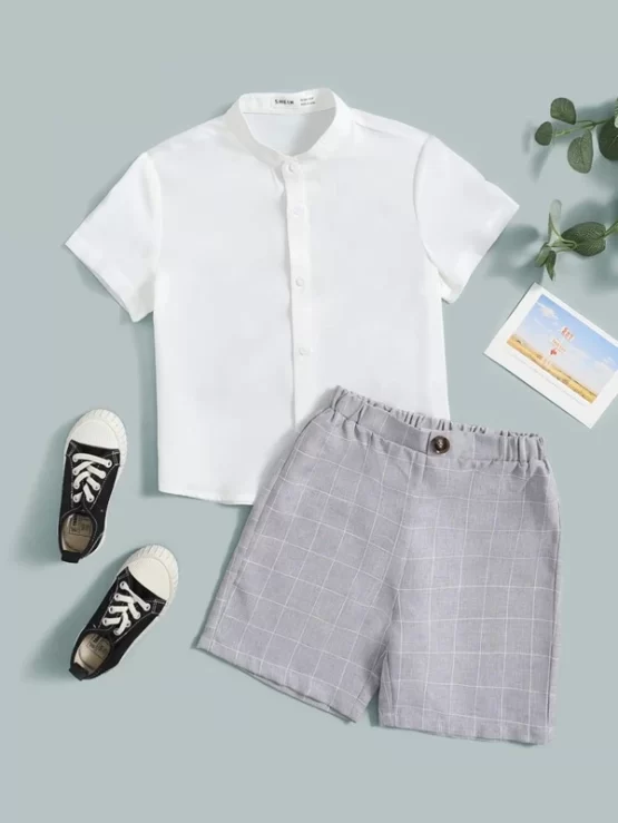 Toddler Boys Colorblock Button Front Shirt & Shorts